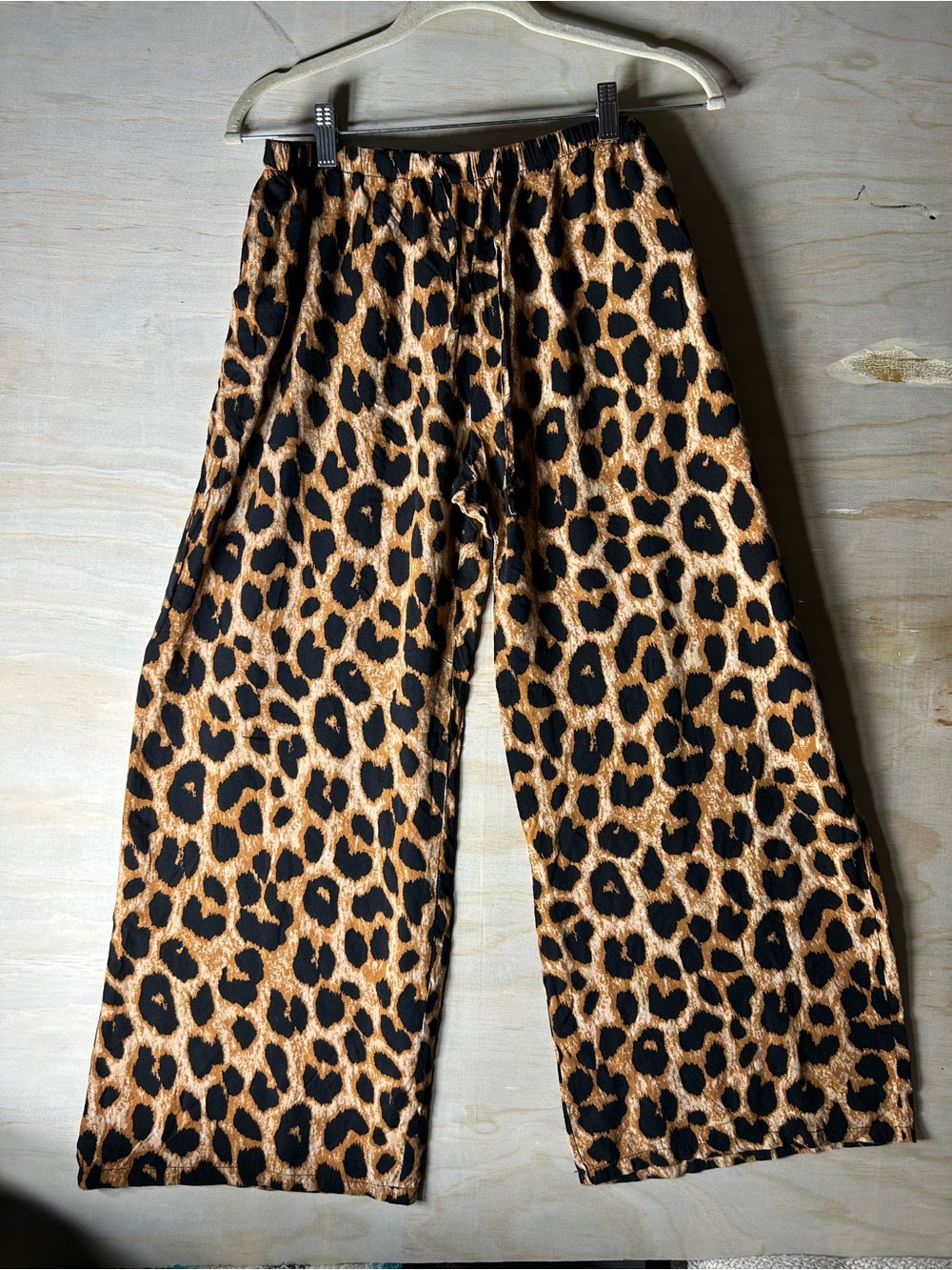 Daisy Street Leopard Print Wide Leg Pants - Black & Tan